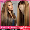 Straight Highlight Perücke 360 13x6 Braune Front für Frauen vorgezogener Spitze Frontal gefärbtes menschliches Haar Perücken 231024