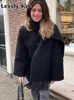 Cappotto da donna in misto lana vintage in lana solida per donna Elegante cappotto monopetto autunnale con sciarpa Capispalla di lusso femminile High Street 231025