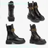 Luxury Boots motorcycle boots 100% real leather fashion Chelsea boots woman Mid length boots Black Leather Wedge Lace Up Round Head Letter Thick Heel Knight Boots