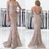 Mãe cinza vintage dos vestidos de noiva Mermaid Lace Full Plus Tamanho Vestido com mangas Sexy Backless Wedding Convidado Formal vestidos