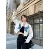 Damesjassen 2023 Vlinderpatch Ritsjack Dames Vintage Straat Wit Lange mouw Los Y2K Top Koreaans Casual Pittig Meisje Sexy Jas