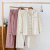 Женская одежда для сна, хлопковые женские пижамные комплекты в горошек, зимняя повседневная модная домашняя одежда больших размеров, утепленные пижамы Mujer