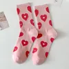 Women Socks Spring Autumn Winter and Summer Seasons Pink Sweet Flower Love Letter Design