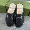 Designer Fur Slides Homens Mulheres HORSEBIT Chinelos Lã Inverno Pele Fofa Peluda Quente Mulas Confortáveis Sola de Couro Menina Flip Flop Chinelo Tamanho 36-48