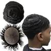 European Virgin Human Hair Systems 15 mm Welle 1B schwarze männliche Perücke 8 x 10 Toupet Vollspitze Einheit für schwarze Männer