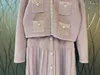 Work Dresses 2023 Women's Fashion Suit Crew Neck Pocket Short Jacket Pleated Skirt 2-piece Set 0905