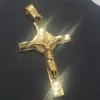 Hip Hop 18K Gold gefüllt Kreuz Anhänger Halskette religiöse Iced Out Titan Stahl Krucfix Halskette Jewerly für Männer Frauen 2115