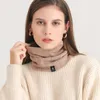 Scarves Solid Cashmere Plush Warm Winter Ring Scarf Women Men Knitted Full Face Mask snood Neck Bufanda Thick Muffler 231025