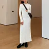 Lässige Kleider Strickkleid Taille gewickelt O-Ausschnitt Streifen schlank lang für Frauen Robe Blanche Roupas Femininas Jupe