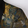 Abiti da uomo Abito a due bottoni Giacca da abito floreale da festa con risvolto dentellato Blazer slim fit elegante jacquard nero