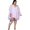 Plus Size Dresses Lounge Wear Shirt Dress for Women Casual Button Turn-Down Collar Långärmning