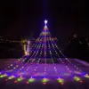 Décoration de fête Décorations de Noël 1PC 198 LED Star Waterfall Light avec 8 lumières de camping alimentées par USB et télécommandées intérieures et extérieures 231025