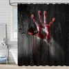 Cortinas de chuveiro sangrenta mão impressão cortina halloween banheiro decoração casa abstrata banheira tecido decoração l5