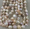 Chaînes longues 60 "9-10mm baroque blanc rose violet collier de perles d'eau douce