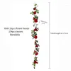 Flores decorativas 177cm artificial guirlanda rosas de seda videira pendurado hera corda flor de plástico parede casa festa de casamento decorações de natal