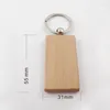 Keychains 15PCS/Lot Wooden Blank Round Rectangle Key Chain DIY Promotion Pendant Wood Keychain Tags Promotional Keyring Party Gift Jewelry