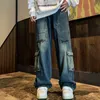 Jeans da uomo streetwear patchwork pantaloni cargo larghi taglie forti gamba larga harajuku casual denim abbigliamento uomo Y2K 231025