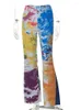 Pantaloni da donna Habbris Autunno Sexy Grafica a colori Cargo Casual Outfit per le donne 2023 Vita alta Patchwork Flare Pantaloni lunghi femminili