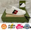 Rhyton Designer Mens Sneakers Tennis 1977 Płótna platforma Klasyczna swobodne buty skórzane Ace Włochy Realne buty dla kobiet wygodne z mody z pudełkiem 35-45
