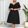 Basic Casual Dresses Plus Size Evening Women Dress Off Shoulder V Neck Elegant Club Outfit Luxury Wedding Gown 2023 Summer Party New In YQ231025