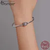 BAMOER 925 Sterling Zilver Snake Chain Bangle Armband Pave Setting CZ voor Vrouwen Hanger Charm Bead DIY Luxe Sieraden PAS904 Q231025