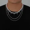 Chokers Three Layer Punk Rivet Pearl Beaded Choker Necklace Jewelry Men's197l