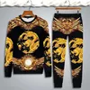 Men's Set Jogging long-sleeve t-shirt set Men Tracksuit Tops and Pants Mens Sweat Suits Dragon tiger printing Sets Men Clothi241F