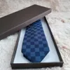 2023 gravata masculina de luxo damier gravata acolchoada xadrez designer gravata de seda com caixa preto azul branco