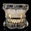 Novo hip hop micro cz dentes grillz prata ouro hiphop dentes grillz superior inferior grills bling jóias presentes