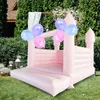 Inflatable Bounce House PVC Pink Castle with Air Blower, Pink Jumper Bouncy Castle Wedding Decorations Jumping Bed for Party