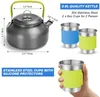 Camp Kitchen Camping Cooker Set Cookware Kit Outdoor Pot Pan Stove Kettle Cups Tableware Tourist Dishes Hike Equipment for 2-3 Person 231025