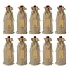 Gift Wrap 10pcs12pcs Rustic Jute Burlap Wine Bags Drawstring Wine Bottle Covers Reusable Bottle Wrap Gift Package Wine Bags 231025