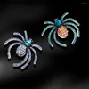 Brooches High Quality Colored Rhinestone Spider Halloween Brooch Funny Insect Accessories Holiday Gift Cute Badge Pin Unique