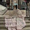 Pink Shiny Ball Gown Quinceanera Dresses Beads Sweetheart Applique 3DFloral Brithday Dance Party Vestidos 15 De Quinceanera