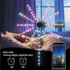 Juldekorationer RGB Fireworks LED -lampor Strip Bluetooth App Control Dream Color Firework Light Music Sync For Wedding Bar KTV Party Room Decor 231025