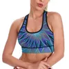 Yoga outfit färgglad blommig tryck kvinnors u hals sport bh glödande trädgård sexig support raceback crop behas fitness runtop