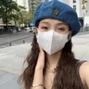 Berets Koreanische Frauen Denim Mode Retro Achteckige Hut Elegante Dame Künstler Maler Kappe Y2K Kpop Egirl sboy Beanies Mädchen motorhaube 231025