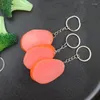 Porte-clés 1pc mignon mini simulation alimentaire porte-clés en plastique brocoli jambon champignon porte-clés cadeau pendentif accessoires porte-clés bijoux