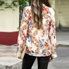 Blusas femininas y floral camisa de manga comprida 2023 outono meia alta pescoço lanterna manga temperamento commuter topos