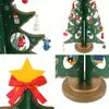 22 unidades (18 unidades de pingentes + 3 unidades de lascas de madeira + 1 unidade de base) Decoração de presente de Natal Prancheta Árvore de Natal de madeira Faça você mesmo, montagem artesanal, presente, decoração de mesa