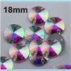 Loose Diamonds Biżuteria 100pcs 18 mm Crystal Flat Back #3200 Rivoli Sew na kamieniu przezroczysty AB Runk z dwoma otworami Rhinestones Drop Deli314h