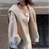 Kvinnors stickor elegant paljett stickad hoodied cardigan kvinnor förlorar långärmad stickad kappa 2023 Autumn Winter Fashion Office Lady Tops