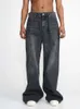 Erkek kot y2k erkekler yıkanmış retro düz wideleg pantolonlar bülby denim y2k kıyafetler siyah lüks pantolon 231025