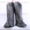 Stiefel 2023 Winter Frauen Pelz Über Das Knie Schnee Stiefel Weibliche Sexy Warme Plüsch Baumwolle Stiefel Luxurry Flauschigen Pelzigen Pelz lange Ski Stiefel T2310