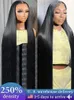 250 Densitet 30 40 tum Ben rakt 13x4 Transparent spets främre mänskliga hår peruker Brasilianska 13x6 Glueless Frontal Wig For Woman 231024
