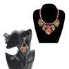 Colar brincos conjunto boêmio brinco robusto esmalte multicolorido pingente vintage strass étnico gargantilha eardrop dangler n2ue