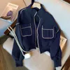 Giacche da donna Moda casual Cappotto a maniche lunghe Design autunnale Senso di giacca corta Semplice addensare Abbigliamento esterno da baseball Top Età - Riduci