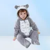 Baby Onesie Kigurumis Chłopca Dziewczyna niemowlę Romper Totoro Costume Gray Pajama z zamkiem zimowe ubrania maluch uroczy strój kota Fancy 21031463