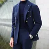 Herenpakken Blazers Britse Double Breasted Formeel Rokkostuum Mannen Zwart Roken Homme Mariage Pak Mode Bruidegom Mannen Pak Slim Fit Zakelijke Smoking Q231025