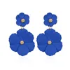 Stud Earrings Korean Fashion Big Flower Drop For Women Wedding Vintage Long Colorful Double Layer Enamel Floral Post Earring Gift